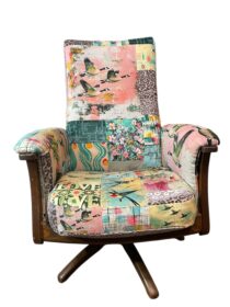 Ercol Swivel Recliner in a patchwork of our bespoke fabric designs