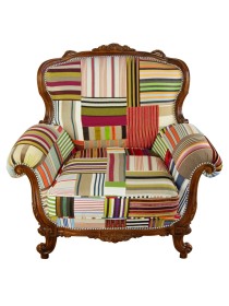 Striped Louis Patchwork Armchair